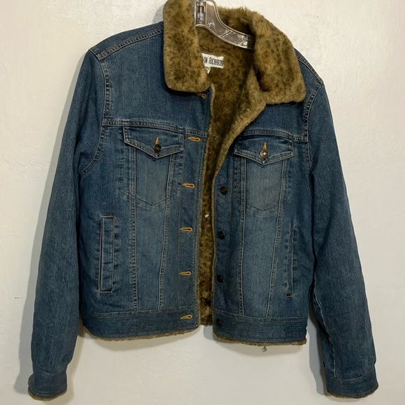1990’s t denim trucker coat Faux fur insulated  Marvin Richard’s M - Picture 1 of 9